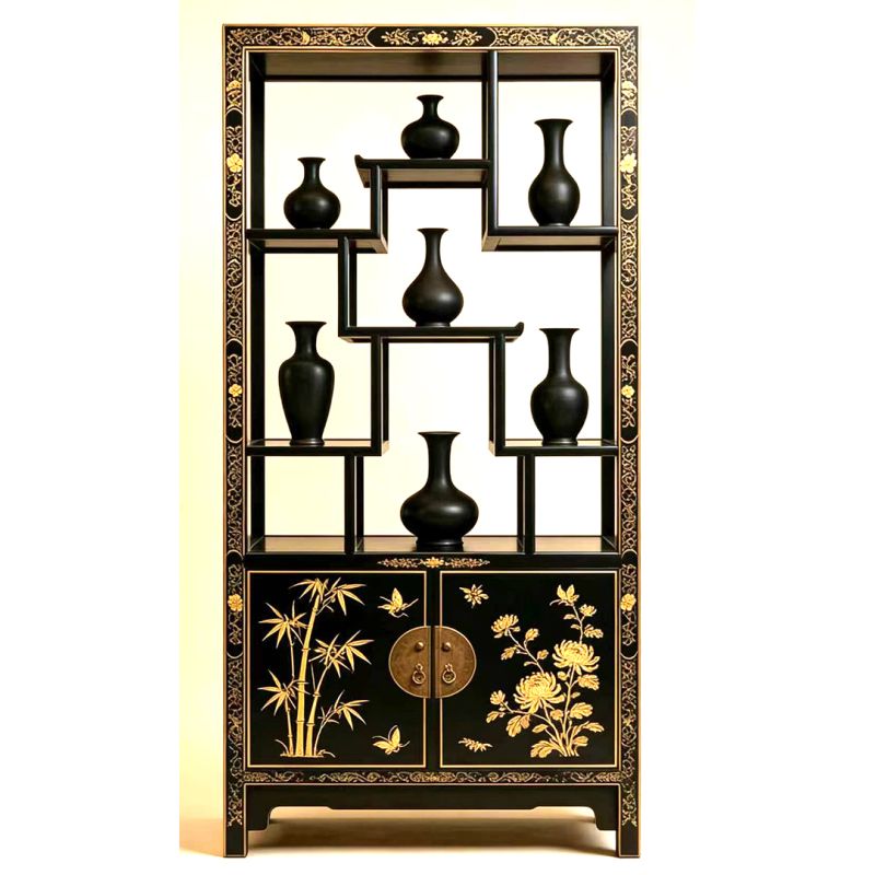Etagère chinoise noire papillons