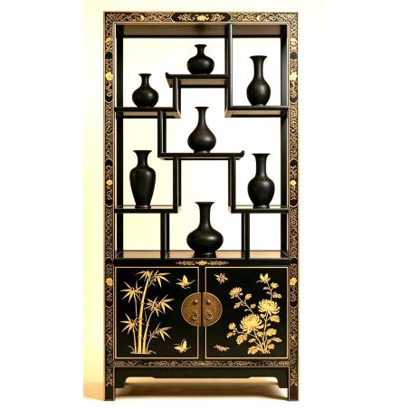 Etagère chinoise noire papillons
