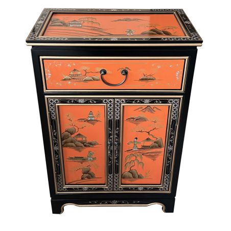 Meuble d'appoint chinois laque orange