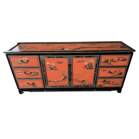 Buffet chinois laque orange