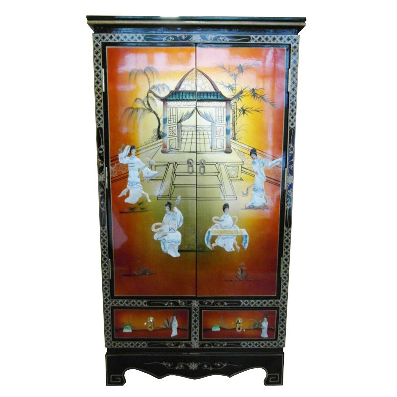 Armoire chinoise avec personnages en nacre 
