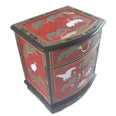 Chevet laqué de Chine laque rouge vif