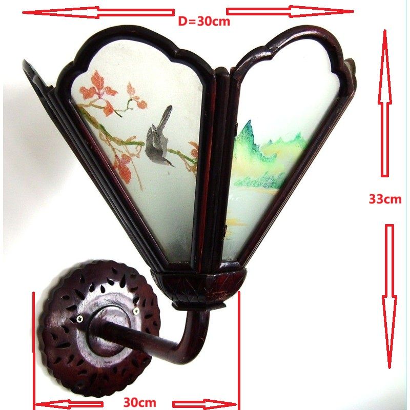 Applique chinoise du mandarin - Bois et peinture sur verre
