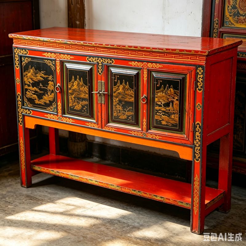 Console chinoise rouge du Shanxi