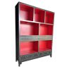 Bibliothèque chinoise rouge et noire