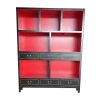 Bibliothèque chinoise rouge et noire