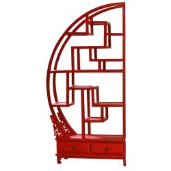 Etagère rouge avec embase sculptée