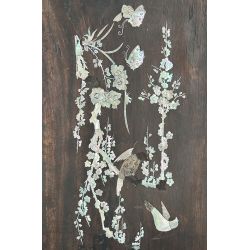 Panneaux muraux indochinois incrustés antiques, Set de 2