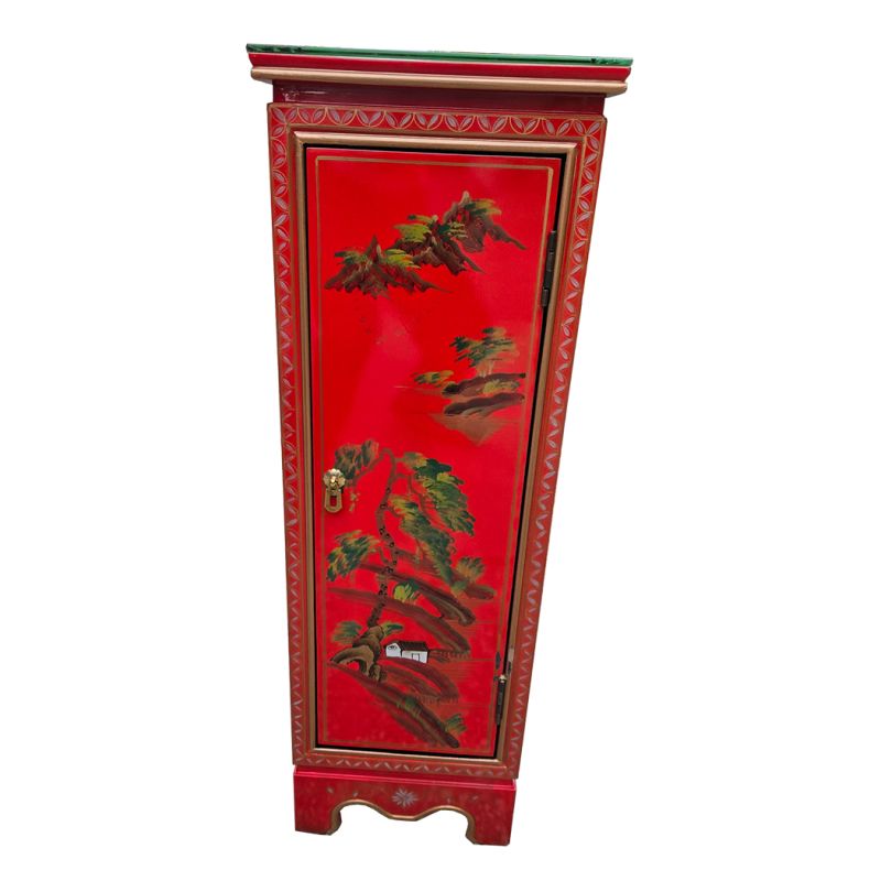 Colonne chinoise laque rouge vermillon