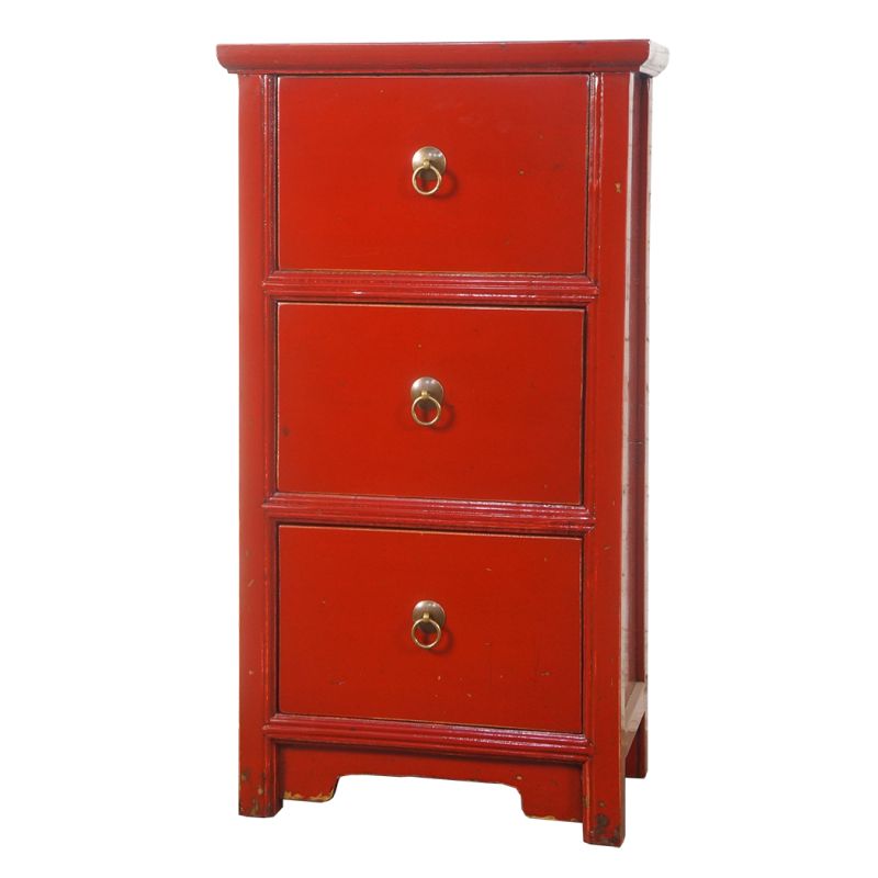 Commode chinoise rouge 3 tiroirs