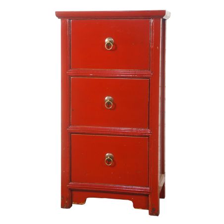 Commode chinoise rouge 3 tiroirs