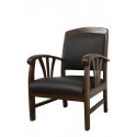 Fauteuil colonial cuir structure teck
