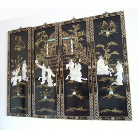 Triptych of tables lacquered chinese