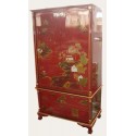 Armoire chinoise laquée rouge 
