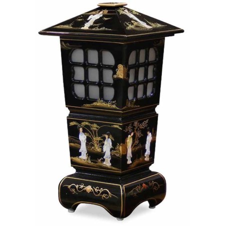 Lampe chinoise pagode laquée 