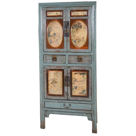 Armoire chinoise grise peinte