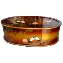 Low Table chinese lacquer gold brown patterned birds cranes