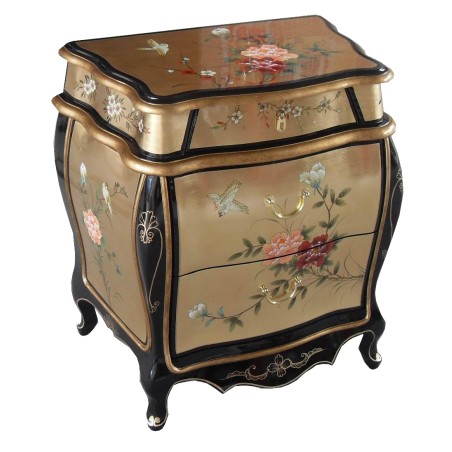 Commode chinoise galbée dorée 