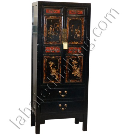 Armoire chinoise noire peinte