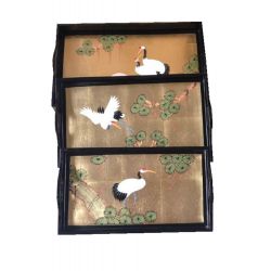 Set of 3 trays lacquered vietnamese