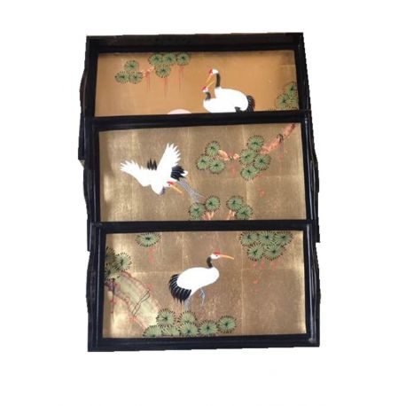 Set of 3 trays lacquered vietnamese