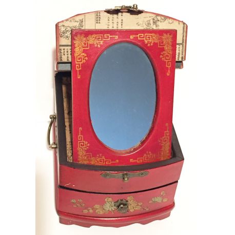 Boîte à bijoux chinoise rouge