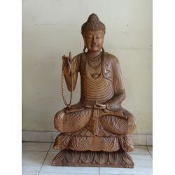Statue bouddha bois de l'enseignement