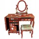Dressing table chinese red lacquer with stool and mirror