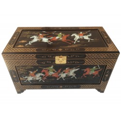 Safety deposit box, chinese lacquered grand model black, and scenes of old