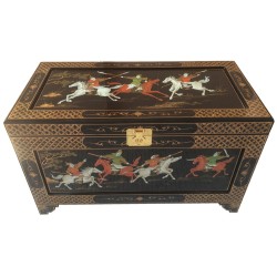 Safety deposit box, chinese lacquered grand model black, and scenes of old