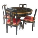 Table de salle à manger chinoise et 4 chaises assorties
