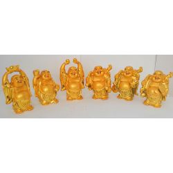 Set aus 6 goldenen buddhas von wohlstand