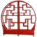 Grande étagère rouge embase sculptée - Fabriquée sur mesure