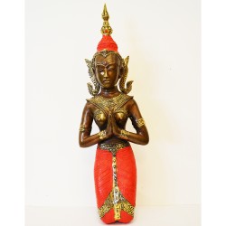 Statue de danseuse thai robe rose