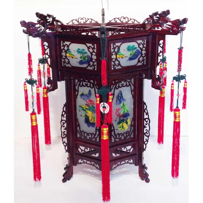 Lampe chinoise sculptée Lampe chinoise sculptée