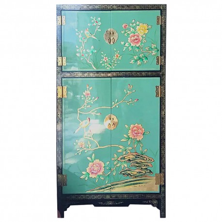 Armoire chinoise laquée motifs floraux