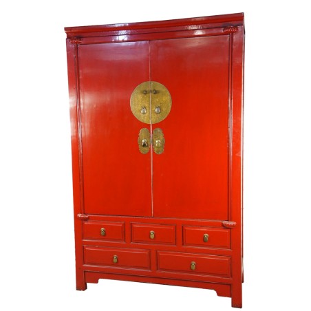 Armoire de mariage chinoise rouge sang de boeuf 