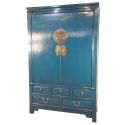 Grande armoire penderie chinoise bleue 