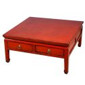 Table de salon chinoise rouge 100x100 cm