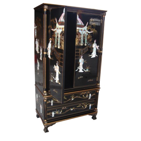 Armoire chinoise laquée à colonnes