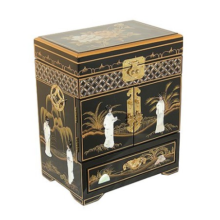 Boîte à bijoux chinoise laque noire