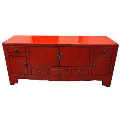 TV cabinet chinese red patina