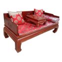 Sofa chinois avec coussins et tablette opium - Commandable sur mesure