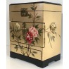 Coffre chinois laqué motifs fleurs et oiseaux
