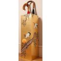 Porte parapluie chinois en bois laqué doré motif oiseau grue