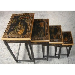 Nesting Tables with white inlaid mother-of-pearl