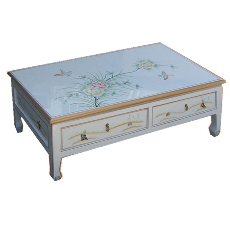 Table basse chinoise laquée blanche Table basse chinoise laquée blanche