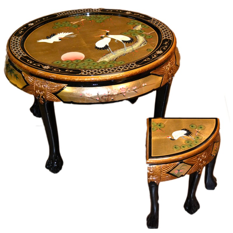 Table chinoise de salon et 4 tabourets nacre