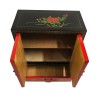 Meuble chinois d'appoint laqué rouge et noir