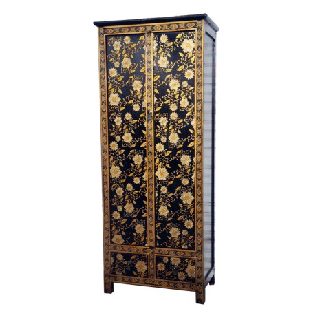 Armoire tibétaine fleurs noires